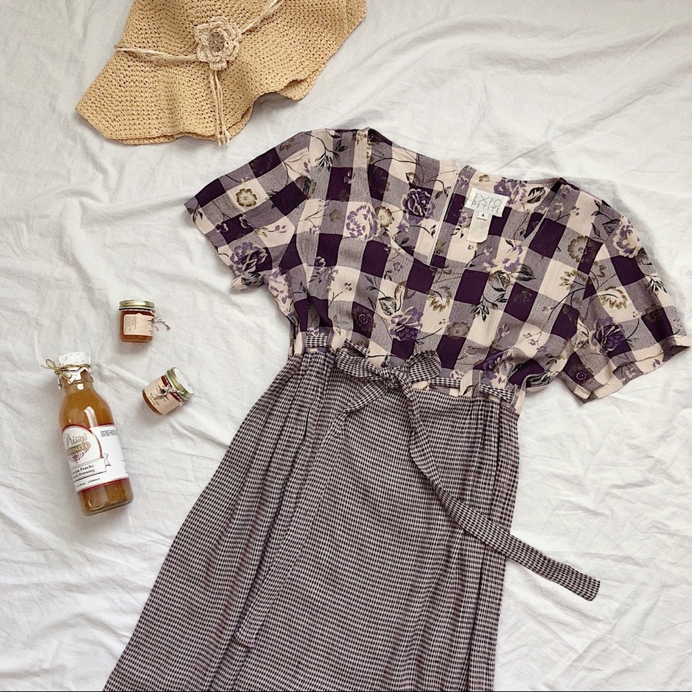 Vintage Floral Plaid Maxi Long Summer Dress